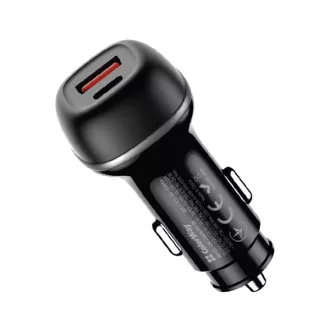   COLORWAY Autós töltő, CW-CHA067PD-BK, 2xUSB (Type-C PD45W + USB QC3.0 18W) (63W), fekete