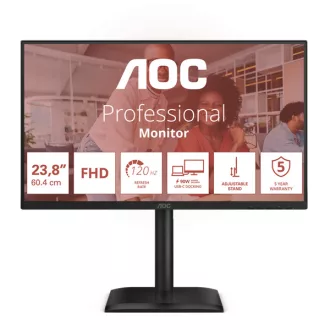   AOC IPS 120Hz FHD monitor 23.8" 24E4CV, 1920x1080, 16:9, 4ms, 300cd/m2, DisplayPort/HDMI/4xUSB-A, pivot, hangszóró