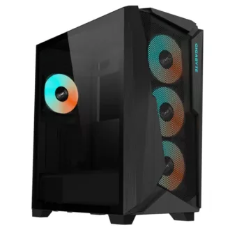   GIGABYTE Ház C301G V2, Tápegység nélkül, Fekete, Üvegfalú