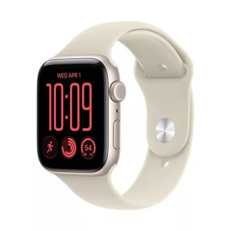   Apple Watch SE3 v2 Cellular 44 mm-es csillagfény alumíniumtok homokszínű sportszíjjal – M/L