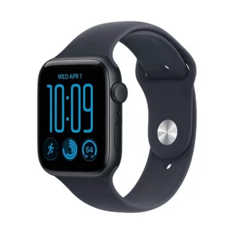   Apple Watch SE3 v2 Cellular 44 mm-es éjfekete alumíniumtok tengerészkék sportszíjjal – S/M
