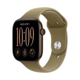   Apple Watch S12 GPS 46 mm-es sötétbronz alumíniumtok olívazöld sportszíjjal – S/M