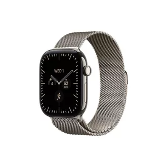   Apple Watch S12 Cellular 42 mm-es natúrtitán tok natúrtitán milánói szíjjal