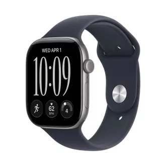  Apple Watch S12 Cellular 46 mm-es térszürke alumíniumtok tengerészkék sportszíjjal – M/L