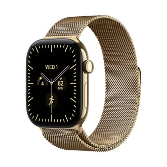   Apple Watch S12 Cellular 46 mm-es ragyogóarany titántok ragyogóarany milánói szíjjal – M/L