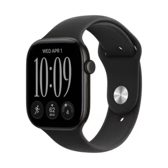   Apple Watch S12 GPS 46 mm-es fekete alumíniumtok fekete sportszíjjal – M/L