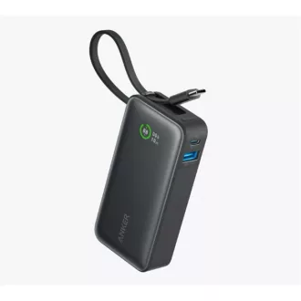   ANKER Powerbank Nano 10000mAh, 30W, Beépített USB-C kábellel, fekete - A1259G11