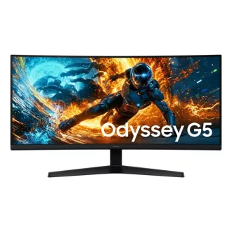   SAMSUNG 34" Ívelt Odyssey G5 VA monitor, UWQHD (3440 x 1440), 180Hz, 21:9, 250cd/m2, 1ms, DisplayPort, HDMI