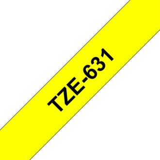   BROTHER szalag TZe-631, Sárga alapon Fekete, Laminált, 12mm  0.47", 8 méter