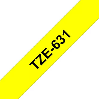   BROTHER szalag TZe-631, Sárga alapon Fekete, Laminált, 12mm  0.47", 8 méter