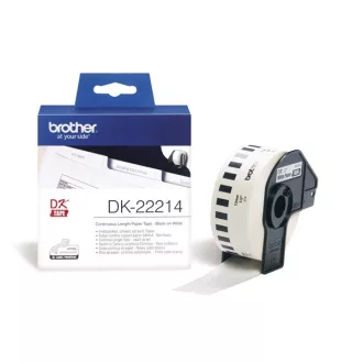   BROTHER Etikett címke DK-22214, Fehér alapon fekete papírszalag tekercsben 12mm, 12mm x 30.48M