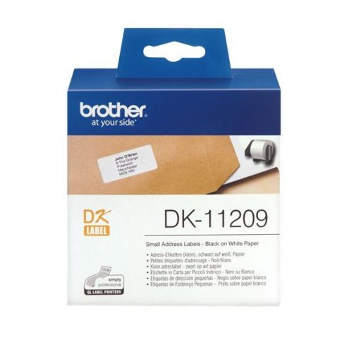 BROTHER Etikett címke DK-11209, 62mm x 29mm, Elővágott (stancolt), Fehér alapon fekete, 800 db