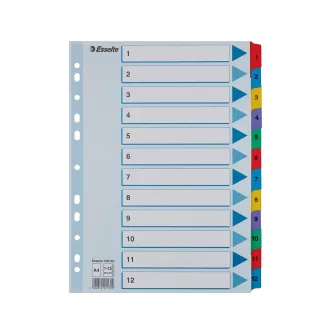   Elválasztólap, A4, regiszteres 1-12 laminált karton fülek 100162 Esselte