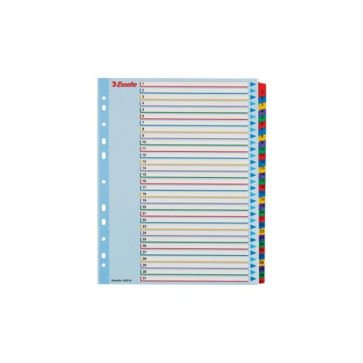 Elválasztólap, A4, Maxi regiszteres 1-31 laminált karton előlap 100210 Esselte