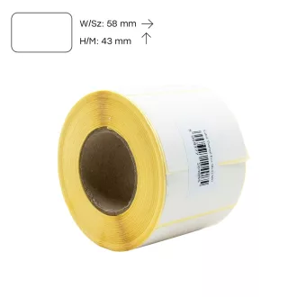   Etikett címke thermo, 43x58mm, tekercses, 600 címke/tekercs fehér