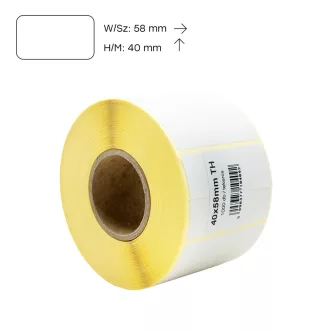   Etikett címke thermo, 40x58mm, tekercses, 1000 címke/tekercs fehér