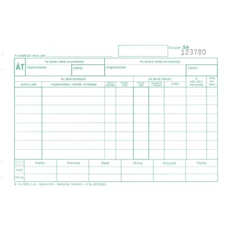   Készlet átadás átvételi bizonylat 8tételes 25x4 lapos tömb A/5 fekvő B.12-122