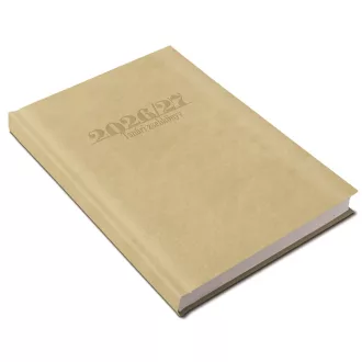   Tanári határidőnapló A5, műbőr 150mmx210mm, fehér lapokkal drapp 2026/2027 Realsystem