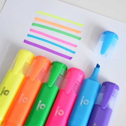 Szövegkiemelő lapos testű készlet, Bluering® 6 klf. szín