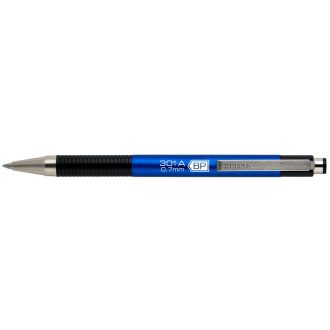  Golyóstoll 0,7mm, metál kék test, Zebra F-301A, írásszín kék