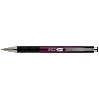   Golyóstoll 0,7mm, metál mályva test, Zebra F-301A, írásszín kék