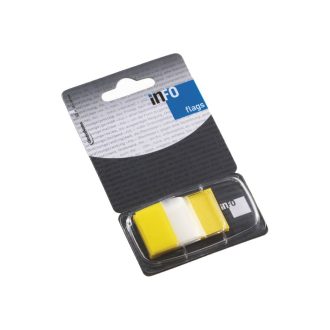   Jelölőcímke 25x43mm, 50lap, műanyag, Info Notes Info Flags transzparens sárga