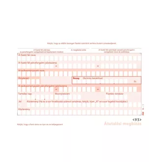 Nyomtatvány átutalási megbízás A6, PFNY.11 2pld