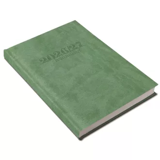   Tanári határidőnapló A5, műbőr 150mmx210mm, fehér lapokkal világoszöld 2026/2027 Realsystem