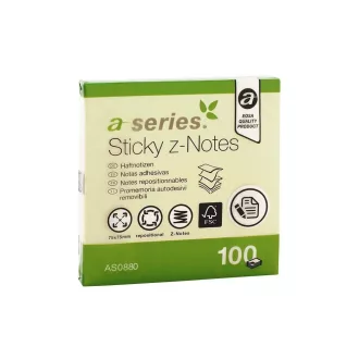   Jegyzettömb öntapadó, 75x75mm, 100lap, 'Z' A-Series, sárga