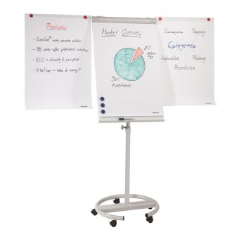   Flipchart tábla mobil 68x105cm, mágneses, 2 db segédkarral, 5 görgős Premium line Franken