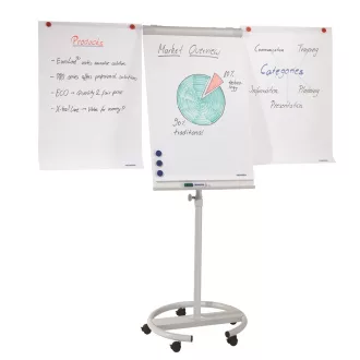   Flipchart tábla mobil 68x105cm, mágneses, 2 db segédkarral, 5 görgős Premium line  F2400/N Franken