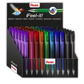   Golyóstoll kupakos 0,35mm, háromszög fogózóna Pentel Feel it BX487-5E 60 db-os display