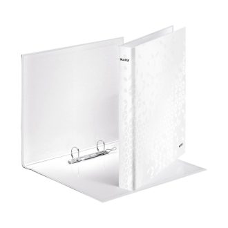   Gyűrűskönyv A4, Maxi 4cm, 2 gyűrű, D alakú, karton Leitz Wow fehér