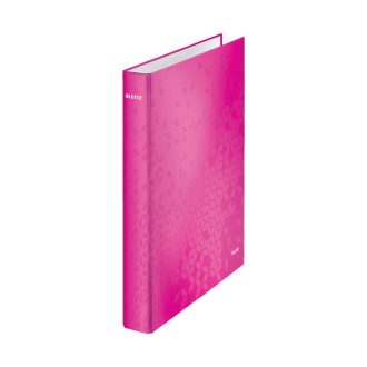   Gyűrűskönyv A4, Maxi 4cm, 2 gyűrű, D alakú, karton Leitz Wow rózsaszín