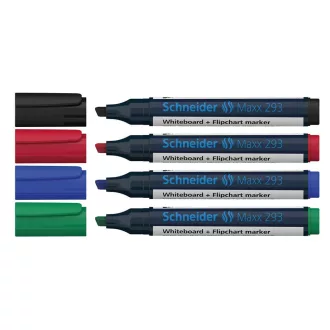   Tábla- és flipchart marker készlet 2-5mm, vágott végű Schneider Maxx 293, 4 klf. szín