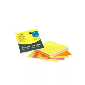   Jegyzettömb öntapadó, 75x75mm, 4x80lap,Info Notes, brilliant mix, rózsaszín, sárga, zöld, narancssárga