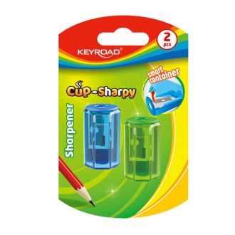   Hegyező 1 lyukú tartályos 2 db/bliszter Keyroad Cup Sharpy vegyes színek