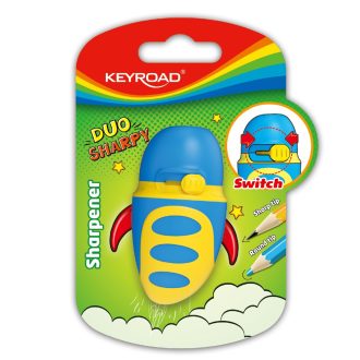   Hegyező 1 lyukú tartályos, fedeles, multifunkciós Keyroad Duo Sharpy vegyes színek