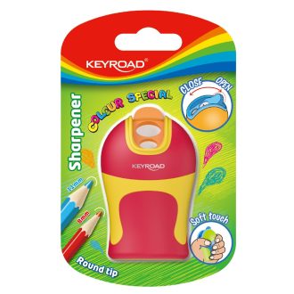   Hegyező 2 lyukú tartályos, fedeles, ceruzahegy gömbölyítő Keyroad Colour Special vegyes színek