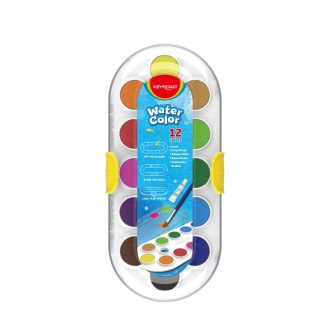   Vízfesték készlet 12 darabos, ecsettel és fehér fedőfestékkel Keyroad vegyes színek
