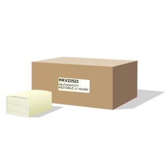  Kéztörlő 2 rétegű V hajtogatású 100% cellulóz 160 lap/csomag 20csomag/karton HKV22523 hófehér