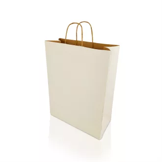   Sodrottfüles papírtáska 320x420mm 150mm talp L méret 200 db/doboz, fehér