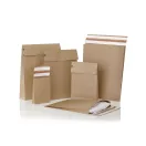 Csomagküldő webshop tasak 250x350x50mm, erős kraft papírból 250 db/doboz, E-green barna