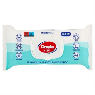   Nedves törlőkendő fertőtlenítő hatással 64 lap/csomag Bradolife