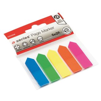   Jelölőcímke 12x44mm, 5x25lap, nyíl, műanyag A-series kék, zöld, sárga, pink, narancssárga