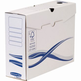   Archiváló doboz A4+, 100mm, Fellowes® Bankers Box Basic, 10 db/csomag, kék-fehér