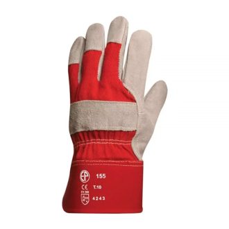 Védőkesztyű erős bőr L-es méret piros