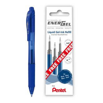   Rollertoll zselés golyóátmérő 0,7 mm Pentel EnerGel BL107-CX írásszín kék + ajándék tollbetét 3db/csomag