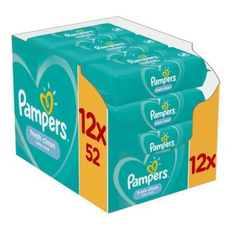 Nedves törlőkendő 12 x 52 lap/doboz Pampers Fresh Clean