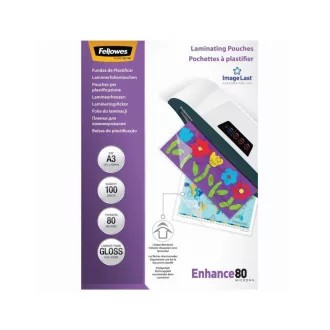   Lamináló fólia, A3, 80 mikron, fényes, 100 db/doboz, Fellowes®